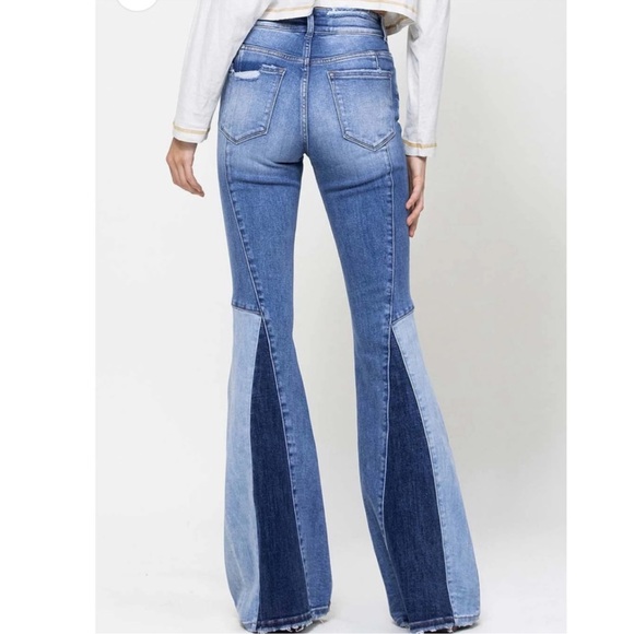 Vervet by Flying Monkey Flared Patchwork Jeans - Picture 2 of 9